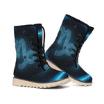 Blue Capricorn Zodiac Sign Print Winter Boots