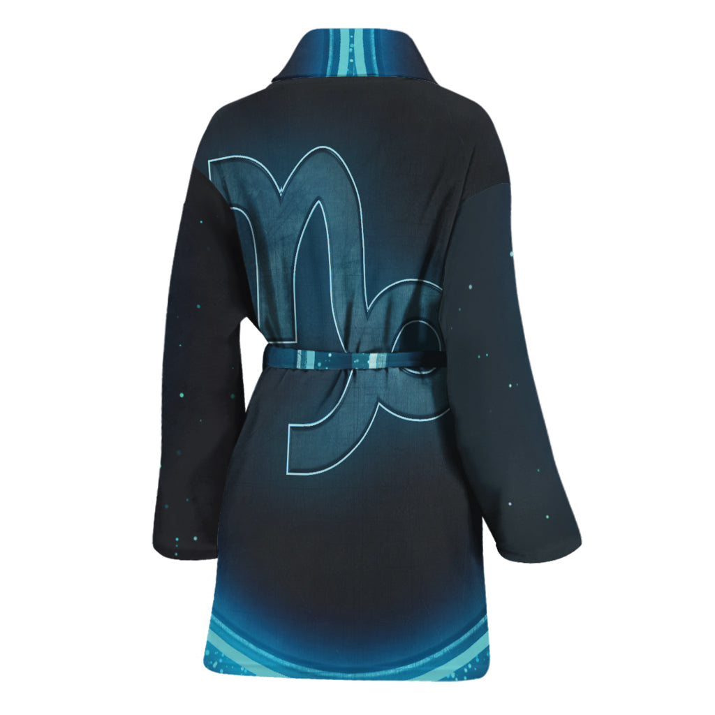 Blue Capricorn Zodiac Sign Print Women's Bathrobe