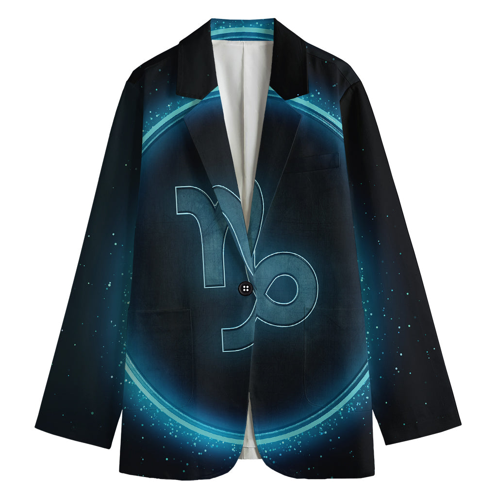 Blue Capricorn Zodiac Sign Print Women's Blazer