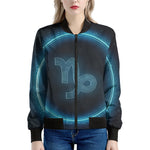 Blue Capricorn Zodiac Sign Print Women's Bomber Jacket