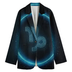 Blue Capricorn Zodiac Sign Print Women's Cotton Blazer