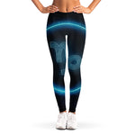 Blue Capricorn Zodiac Sign Print Women's Leggings