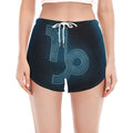 Blue Capricorn Zodiac Sign Print Women's Split Running Shorts