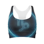Blue Capricorn Zodiac Sign Print Women's Sports Bra