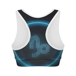 Blue Capricorn Zodiac Sign Print Women's Sports Bra