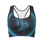 Blue Capricorn Zodiac Sign Print Women's Sports Bra