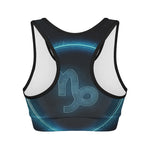 Blue Capricorn Zodiac Sign Print Women's Sports Bra