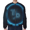 Blue Capricorn Zodiac Sign Print Zip Sleeve Bomber Jacket