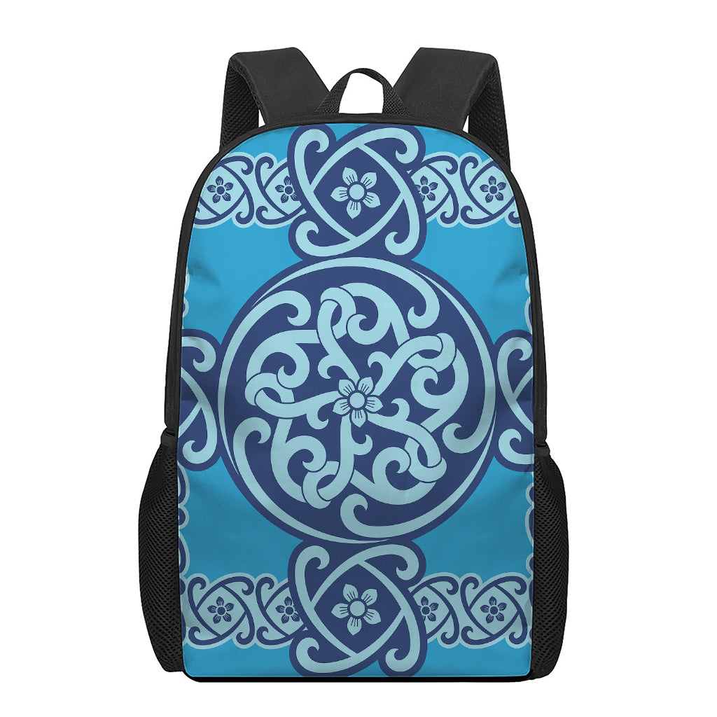 Blue Celtic Symbol Print 17 Inch Backpack