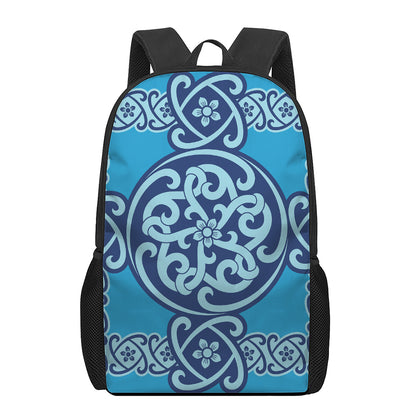 Blue Celtic Symbol Print 17 Inch Backpack