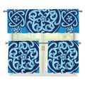 Blue Celtic Symbol Print 3 Piece Kitchen Curtains