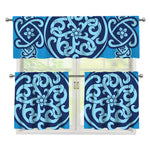 Blue Celtic Symbol Print 3 Piece Kitchen Curtains