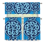 Blue Celtic Symbol Print 3 Piece Kitchen Curtains