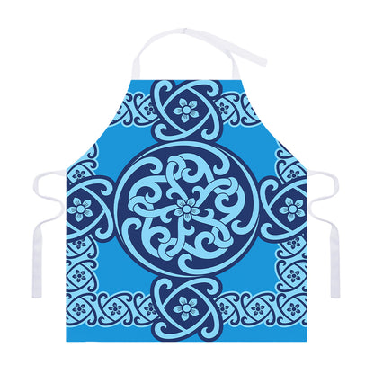 Blue Celtic Symbol Print Adjustable Apron