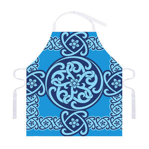 Blue Celtic Symbol Print Adjustable Apron