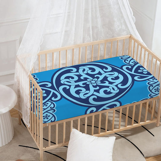 Blue Celtic Symbol Print Baby Crib Sheet