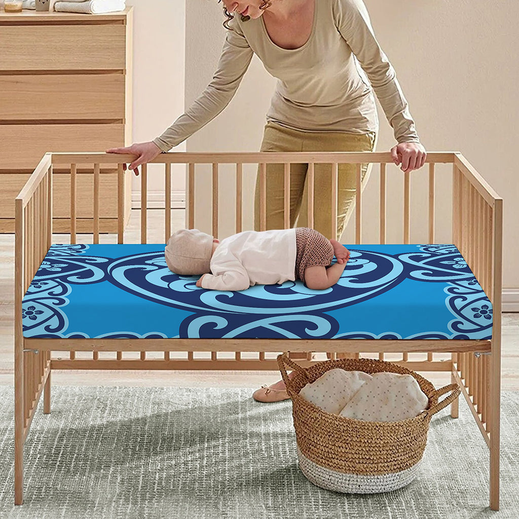 Blue Celtic Symbol Print Baby Crib Sheet