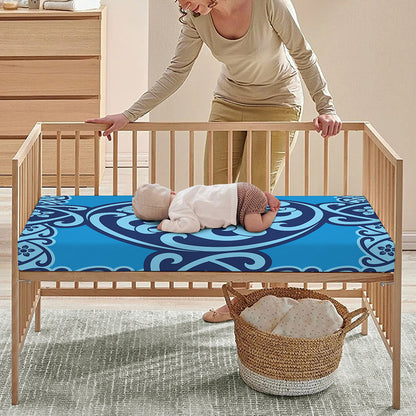 Blue Celtic Symbol Print Baby Crib Sheet