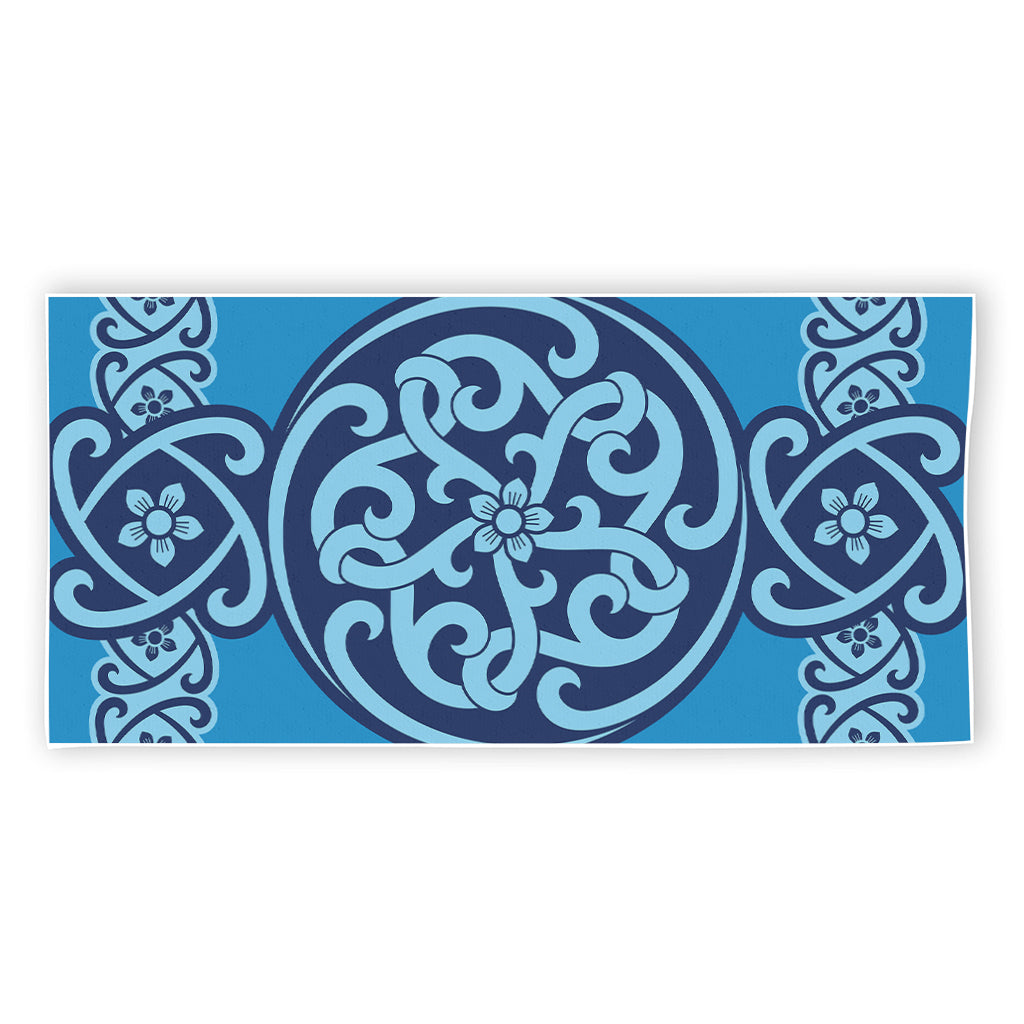 Blue Celtic Symbol Print Beach Towel