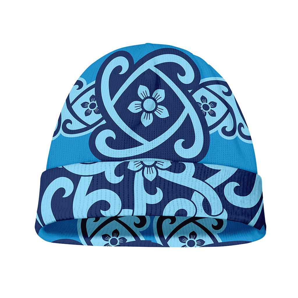 Blue Celtic Symbol Print Beanie