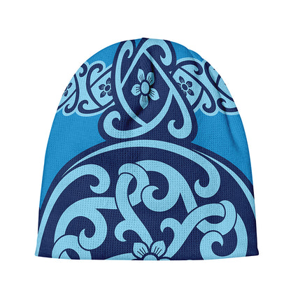 Blue Celtic Symbol Print Beanie