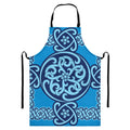 Blue Celtic Symbol Print Bib Apron With Pocket