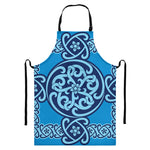 Blue Celtic Symbol Print Bib Apron With Pocket