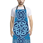 Blue Celtic Symbol Print Bib Apron With Pocket