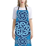 Blue Celtic Symbol Print Bib Apron With Pocket