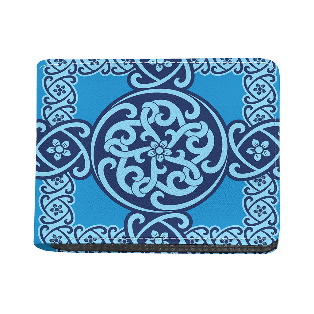 Blue Celtic Symbol Print Bifold Wallet