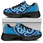 Blue Celtic Symbol Print Black Chunky Shoes