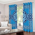 Blue Celtic Symbol Print Dimout Grommet Curtains