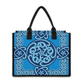 Blue Celtic Symbol Print Canvas Tote Bag