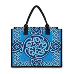 Blue Celtic Symbol Print Canvas Tote Bag