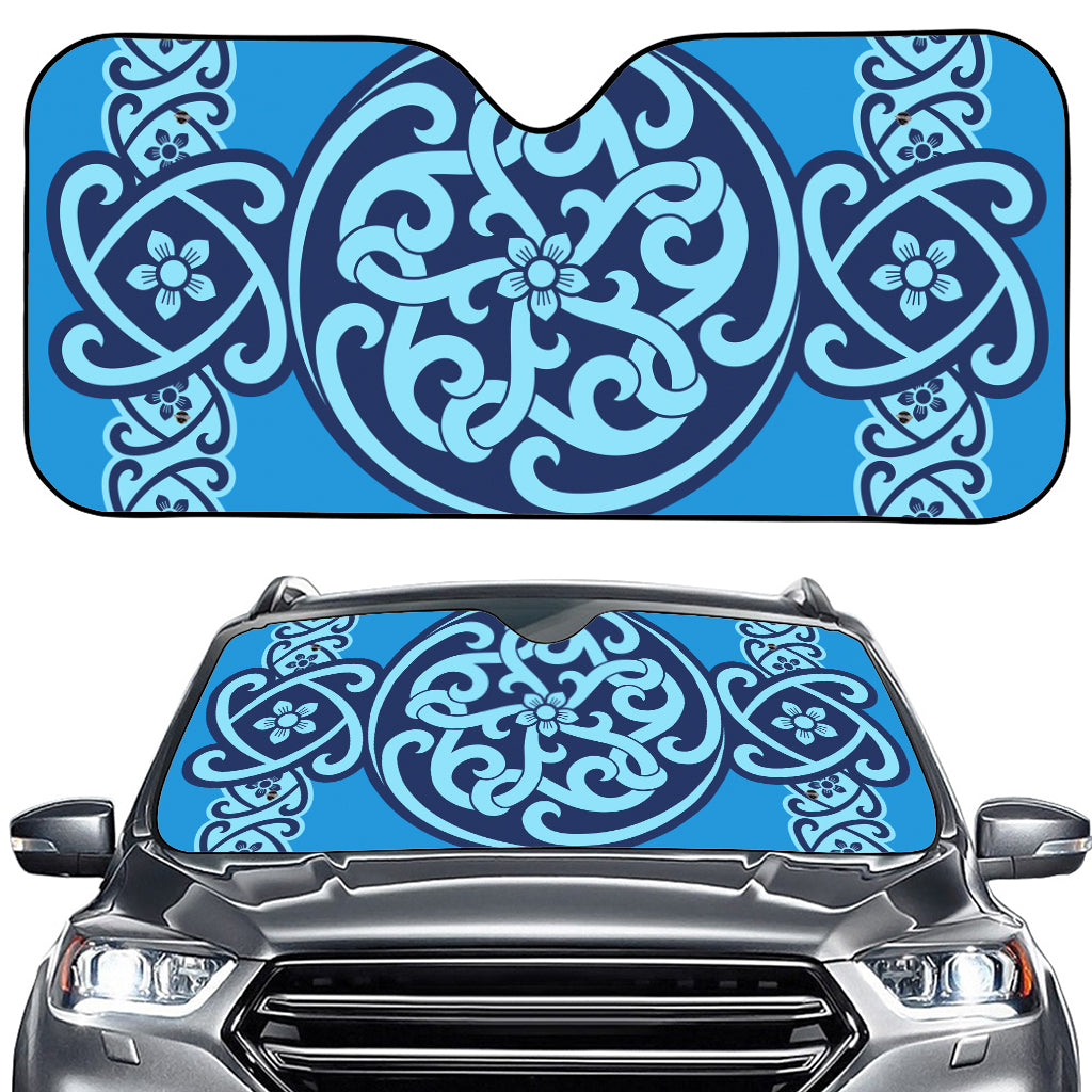 Blue Celtic Symbol Print Car Windshield Sun Shade