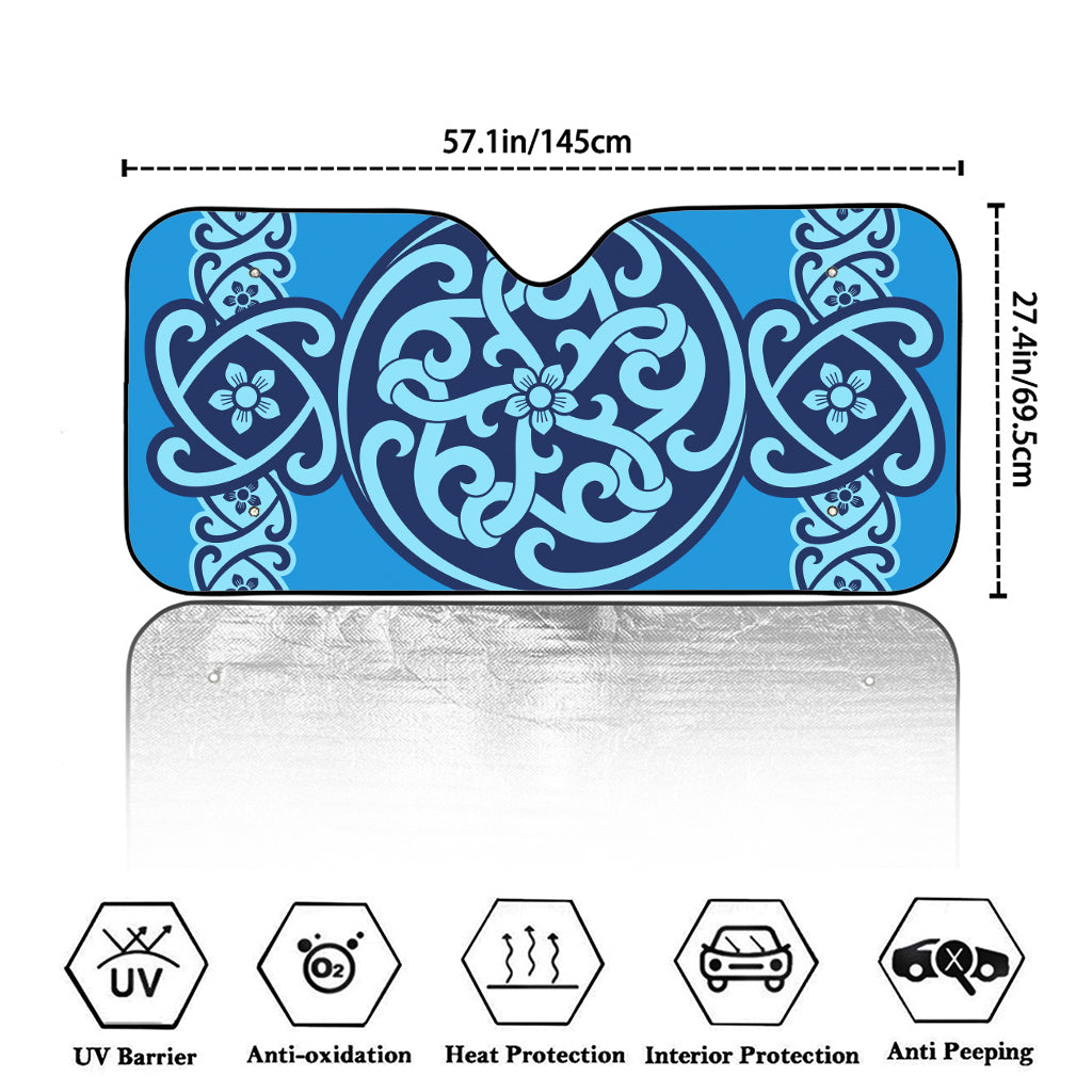 Blue Celtic Symbol Print Car Windshield Sun Shade