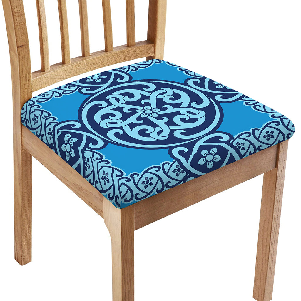 Blue Celtic Symbol Print Chair Cushion Cover