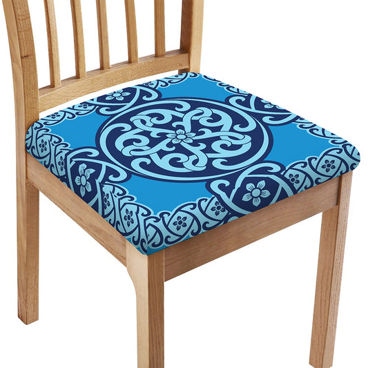 Blue Celtic Symbol Print Chair Cushion Cover
