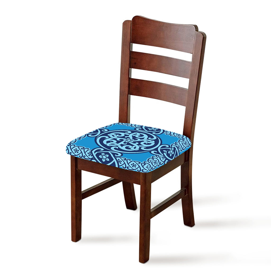 Blue Celtic Symbol Print Chair Cushion Cover