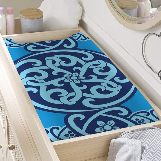Blue Celtic Symbol Print Changing Pad Cover