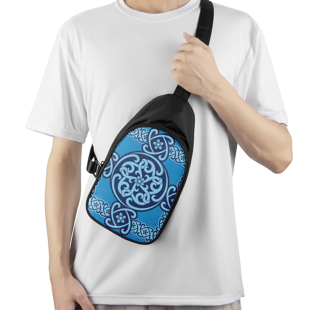 Blue Celtic Symbol Print Chest Bag