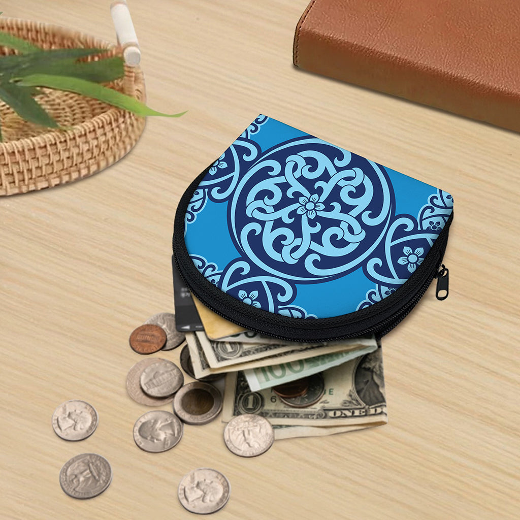 Blue Celtic Symbol Print Coin Purse