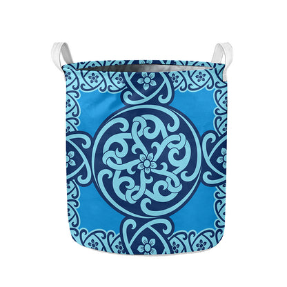Blue Celtic Symbol Print Collapsible Laundry Basket