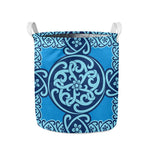 Blue Celtic Symbol Print Collapsible Laundry Basket