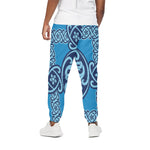 Blue Celtic Symbol Print Cotton Pants
