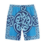 Blue Celtic Symbol Print Cotton Shorts