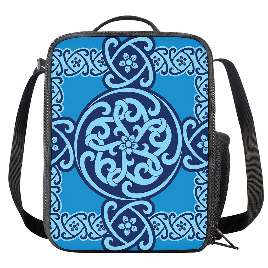 Blue Celtic Symbol Print Crossbody Lunch Bag