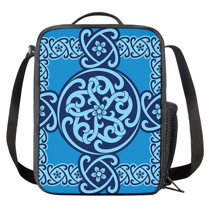 Blue Celtic Symbol Print Crossbody Lunch Bag