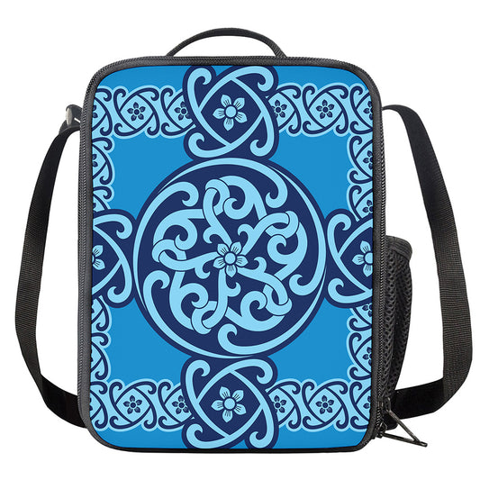 Blue Celtic Symbol Print Crossbody Lunch Bag