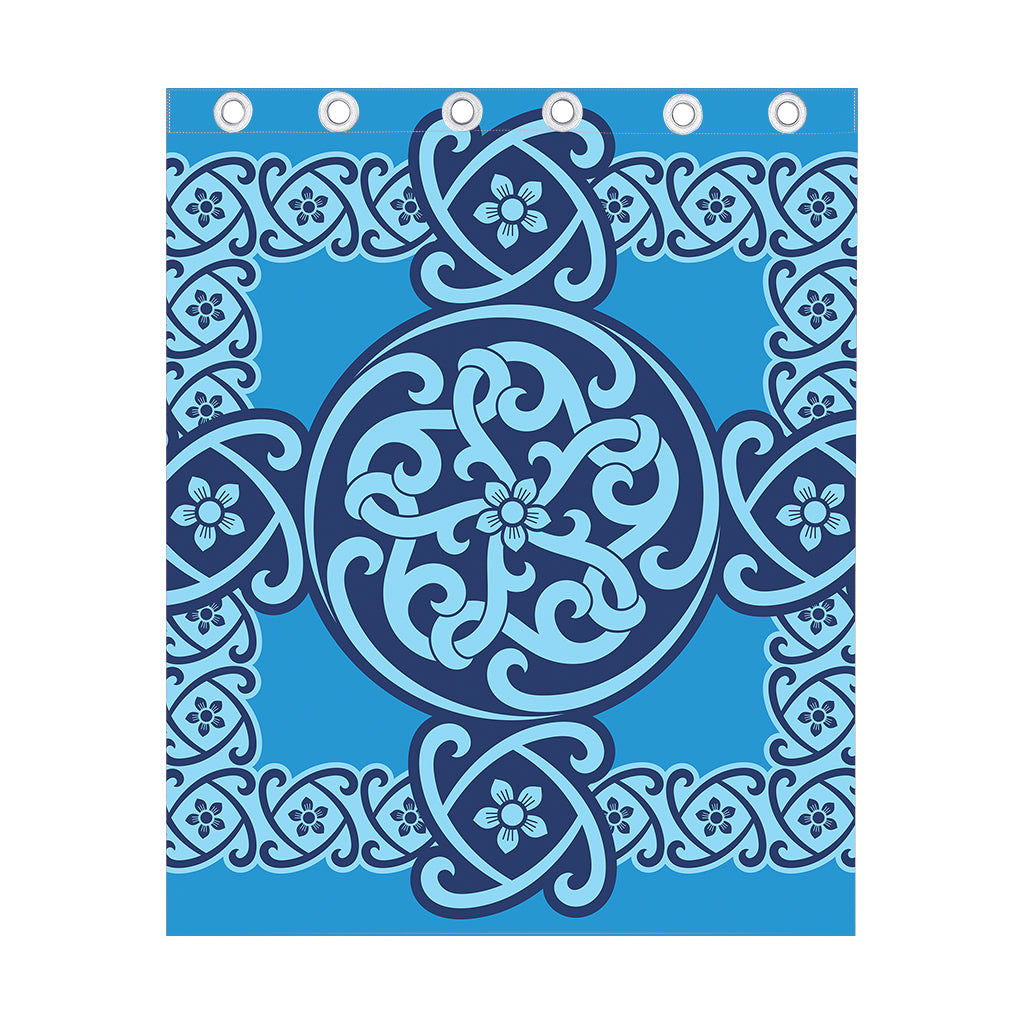 Blue Celtic Symbol Print Curtain